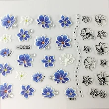 24 шт./лот стикеры 3D на ногти Nail Art цветок+ стразы маникюр-наклейки для ногтей украшения ногтей переводные наклейки@ NL40