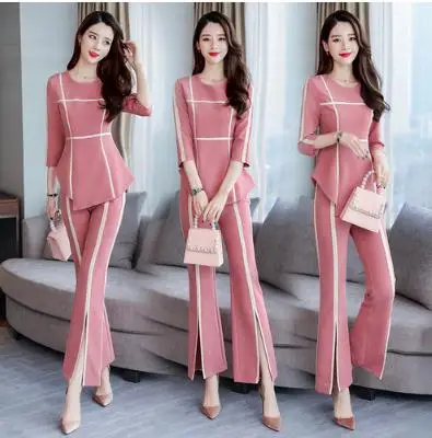 

European Station 2 Piece Set Women Irregular Conjunto Feminino Office Lady Ensemble Femme Deux Pieces Year-old Female Costume