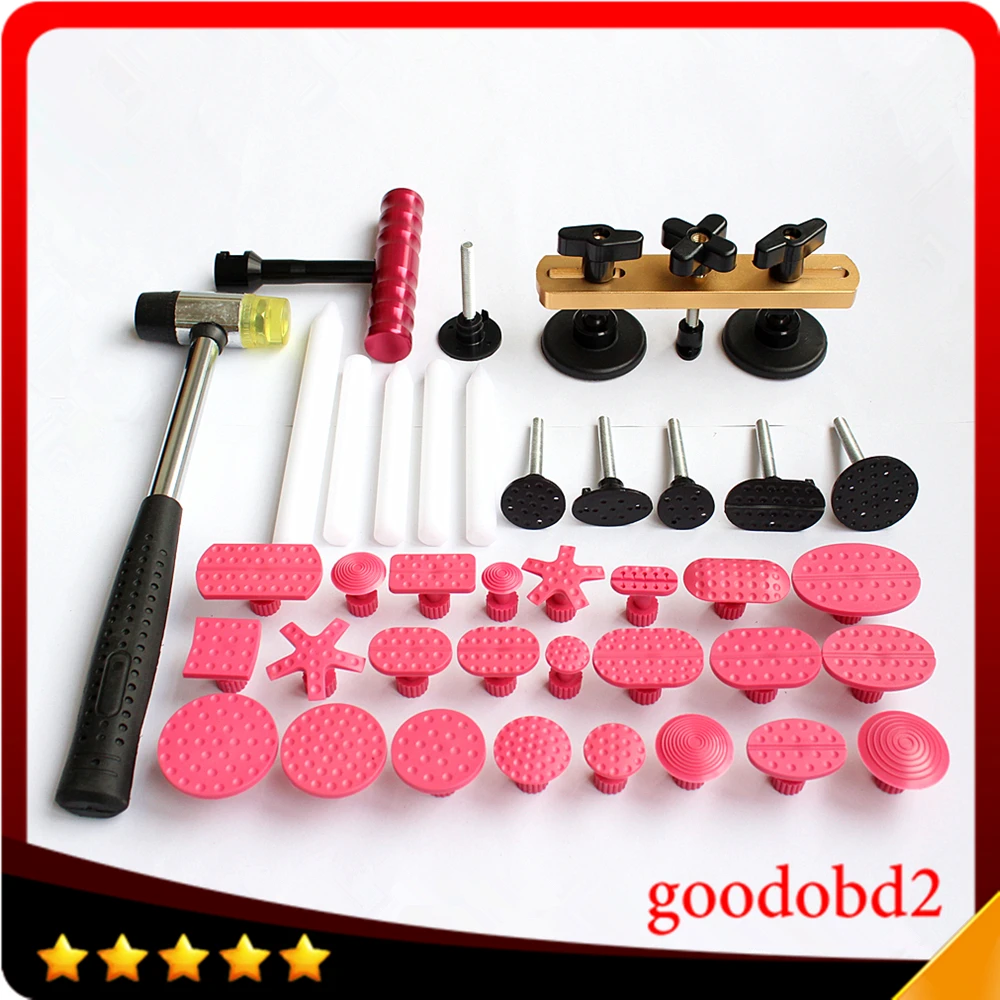 

Puller Lifter PDR Bridge Car Dent Repair Tool T-Bar Paintless Dent Repair Puller+24pcs Glue Tabs+Rubber Hammer+5pcs Tap Down Pen