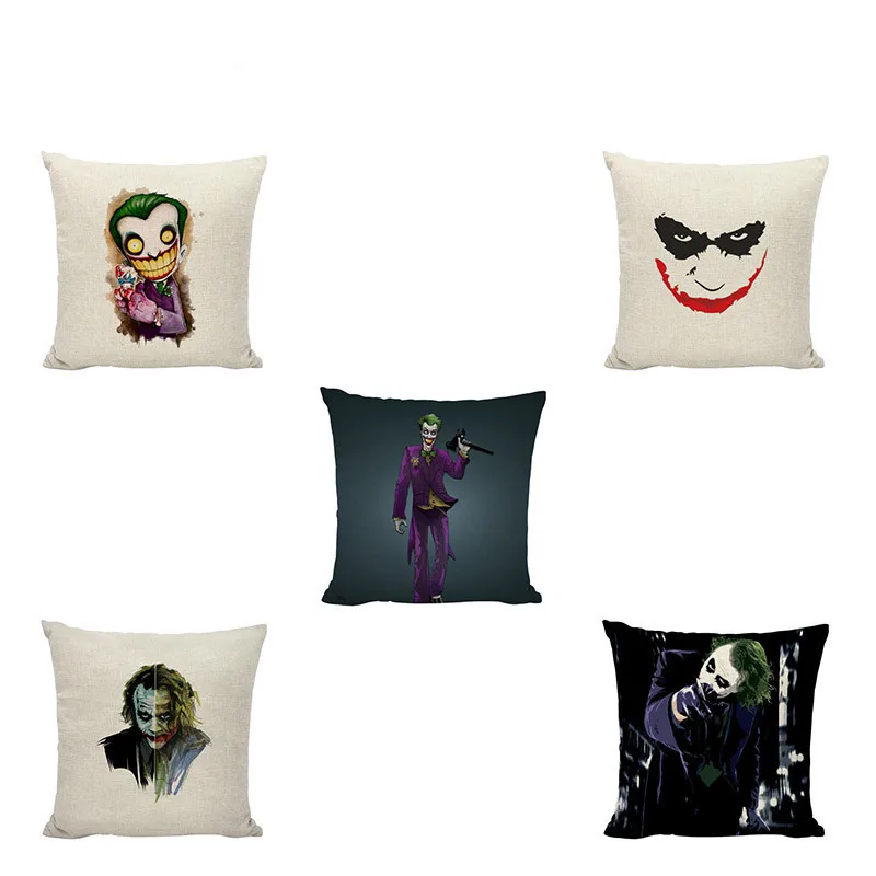 

Evil Clown Portrait Cushion Cover Horror Smiley Black Background Personality Interesting Classical Pillowcase Home Decoration