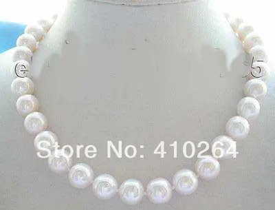 $ Wholesale_jewelry_wig бесплатная доставка натуральный 13 мм круглый белый жемчуг ожерелье