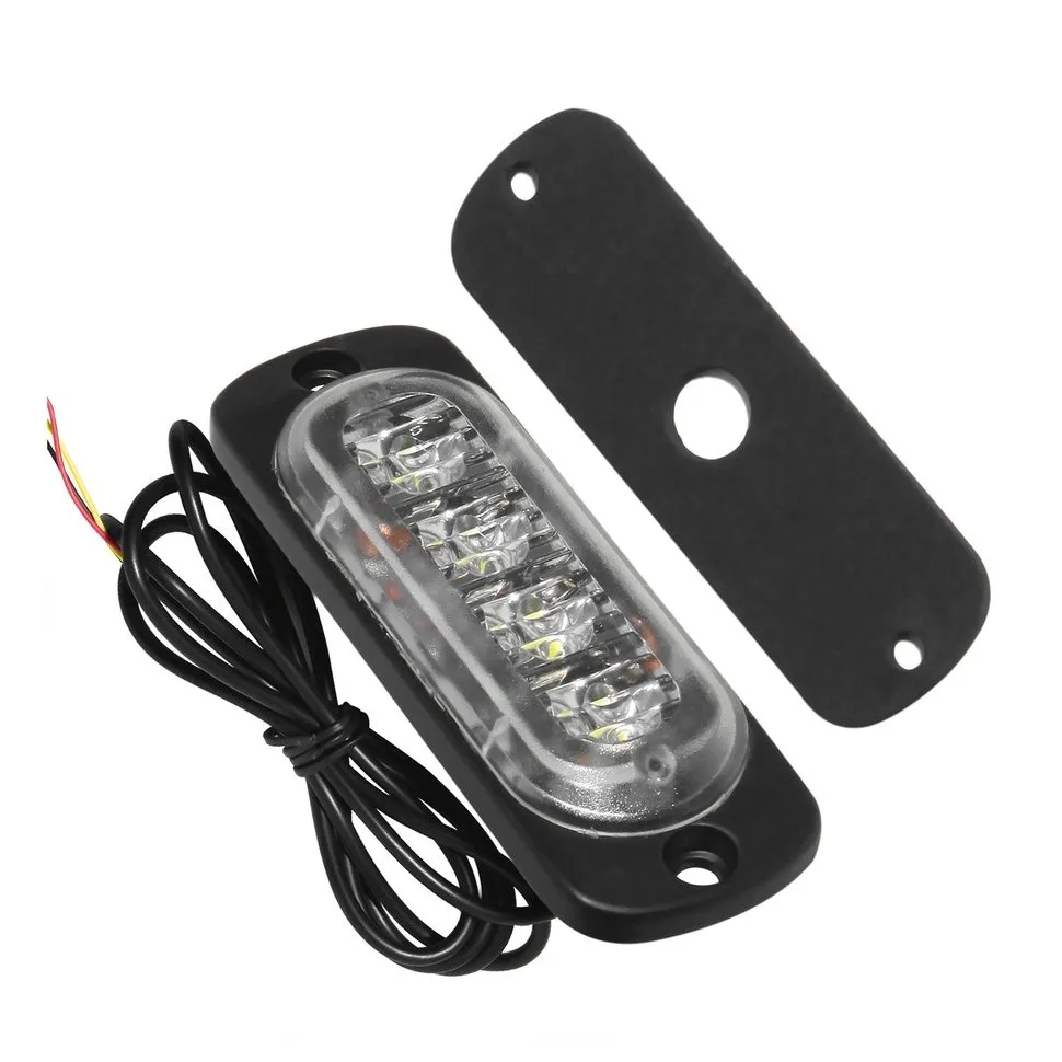 

8pcs 4 LED 12-24V Car Vehicle Truck Strobe Flash Light Side Warning Caution White Light Lamp
