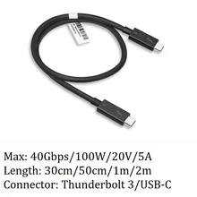 Сертифицированный Intel кабель Thunderbolt 3,0 USB-C поддерживает зарядку 100 Вт 40 Гбит/с передача данных для Macbook type-C 1,6 50cm2m