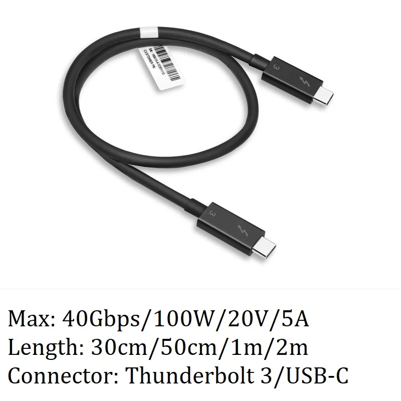 

Intel Certified Thunderbolt 3.0 Cable USB-C to USB-C Supports 100W Charging 40Gbps Data Transfer for Type-C Macbook 1.6 50cm2m