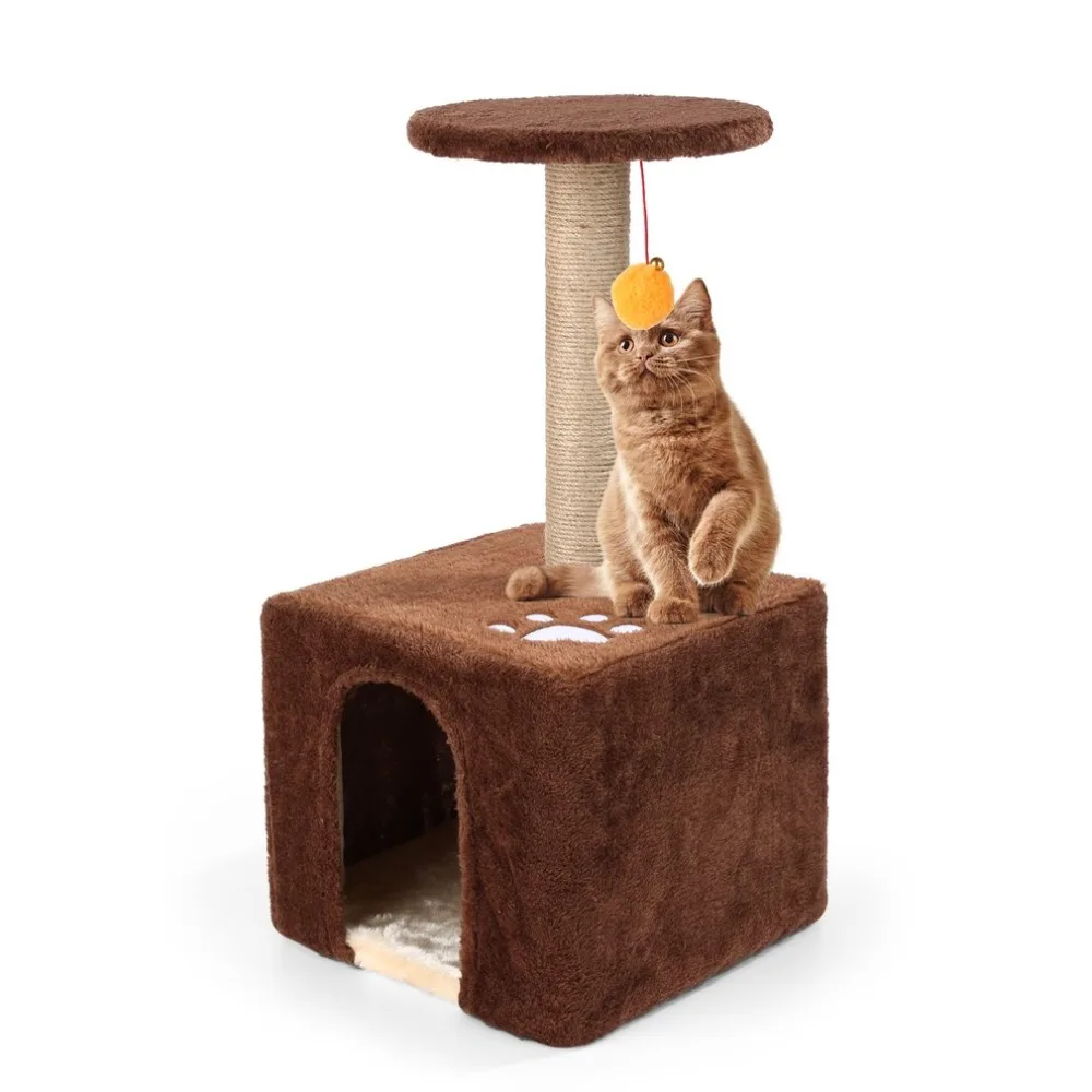 (Корабль из США) кошка дерево восхождение рама игрушка с мячом колокол игрушка кошка когтеточки кот царапин доска прыжки обучение игрушка