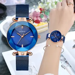 MEGIR Лидирующий бренд женские кварцевые часы простые роскошные розовые золотые синие часы женские модные наручные часы из нержавеющей