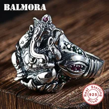 BALMORA, 925 пробы, серебро, Ретро стиль, слон, циркон, открытые кольца для мужчин, животное, тайское серебрянное кольцо, модное ювелирное изделие, Anillos SY22056