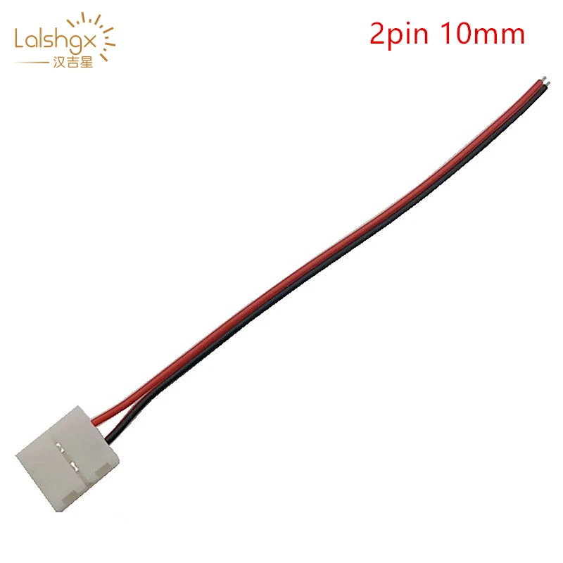 

10 Pcs/lot no soldering 10mm 2PIN led connector with wire for 5050 single Color led strip
