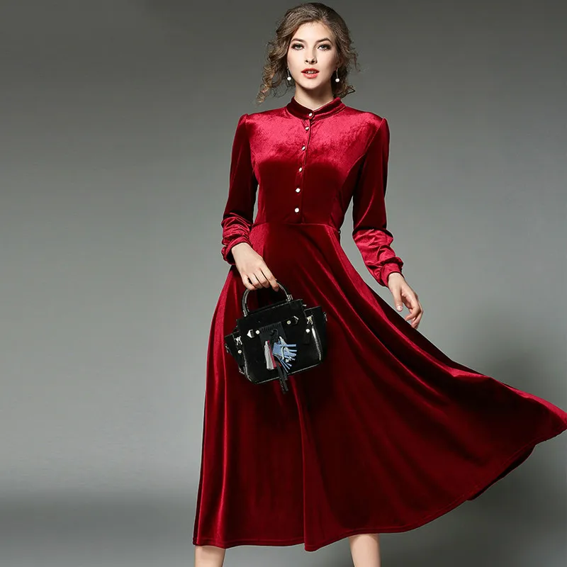 Новинка женское черное бархатное платье зимние женские платья 2017 Vestido Longo длинные