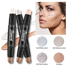 Double Head 3D Bronzer Highlighter Stick Face Makeup Concealer Pen Foundation Stick Cream Texture Contour Pencil Cosmetic TSLM1