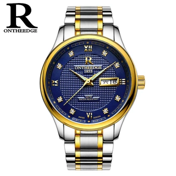 

RONTHEEDGE Luxury Mechanical Watches Men Automatic Stainless Steel Wristwatches Auto Date Fashion Man Watch with gift box RZY015