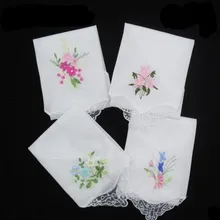 Вышитые носовые платки, чистый хлопок дамы вышитые носовые платки, подарки для студентов и пожилых людей, чтобы протереть