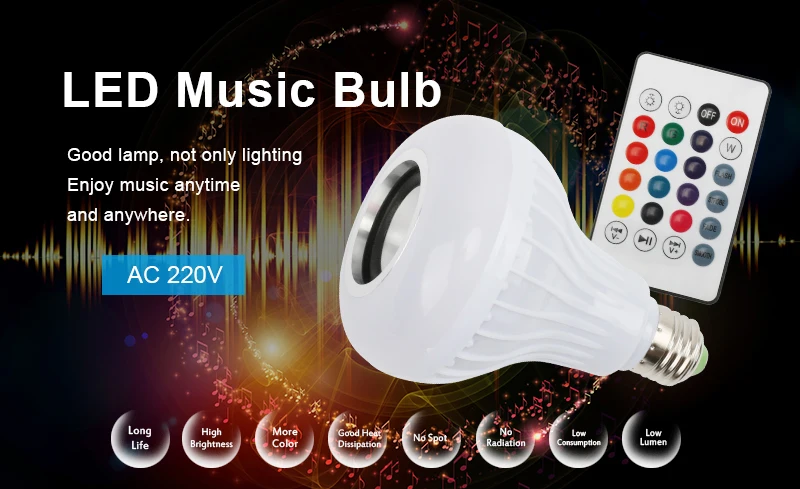 E27 Smart LED лампы беспроводной RGB лампы Bluetooth лампада динамик Lamparas RC ампулы 85 В-265 В Bombillas свет воспроизведение музыки