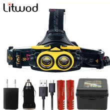 Litwod Z207305A 8000LM светодиодный налобный фонарь XM-L2 U3 4 режима Перезаряжаемые головной светильник фара Точечный светильник головной светильник