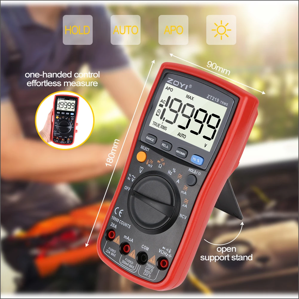 Kopen Rz Multimeter Handheld Auto Digitale Multimeter True Rms Bereik 19999 Telt Ac Dc Spanning Stroom Voltmeter Capaciteit Ohm meter
