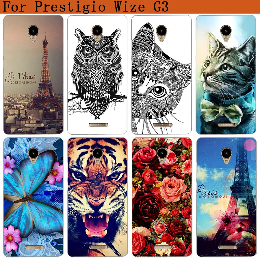 

Phone Cover For Prestigio Wize G3 Cases Soft Tpu Wolf Tiger Owl Rose Pattern Painted Case For Prestigio Wize G3 Coque Sheer