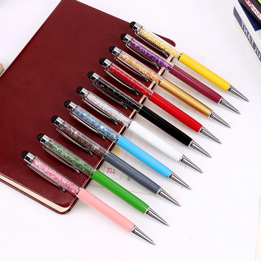 

2 in 1 Crystal Pen Diamond Ballpoint Pens Stationery Ballpen Office Material School Supplies Capacitance Touch Screen Ball Pen