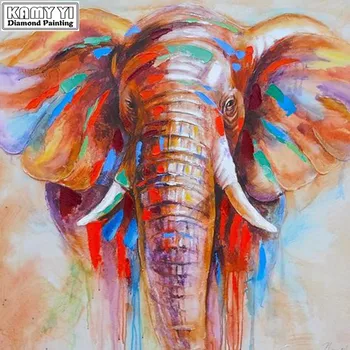 

5D DIY Diamond embroidery Cross stitch Coloured elephants Square Diamond mosaic Full Round Diamond painting decor HYY