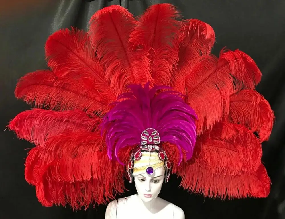 Латинские танцевальные аксессуары для самбы модные изысканные перья для шляпы деликатные танцевальные шоу аксессуары - Цвет: Красный