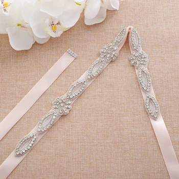 

Hand Beaded Wedding Belt Crystal Bridal Sash Silver Rhinestones Pearls Bridal Belt For Wedding Accessories A125S