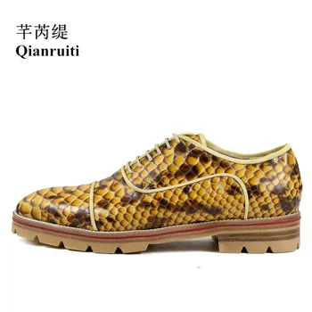 

Vintage Style Camping Shoes Men Derby Shoes Men Snakeskin Flats Lace-up Anti-skid Men Oxfords Casual Loafers Footwear Shoe