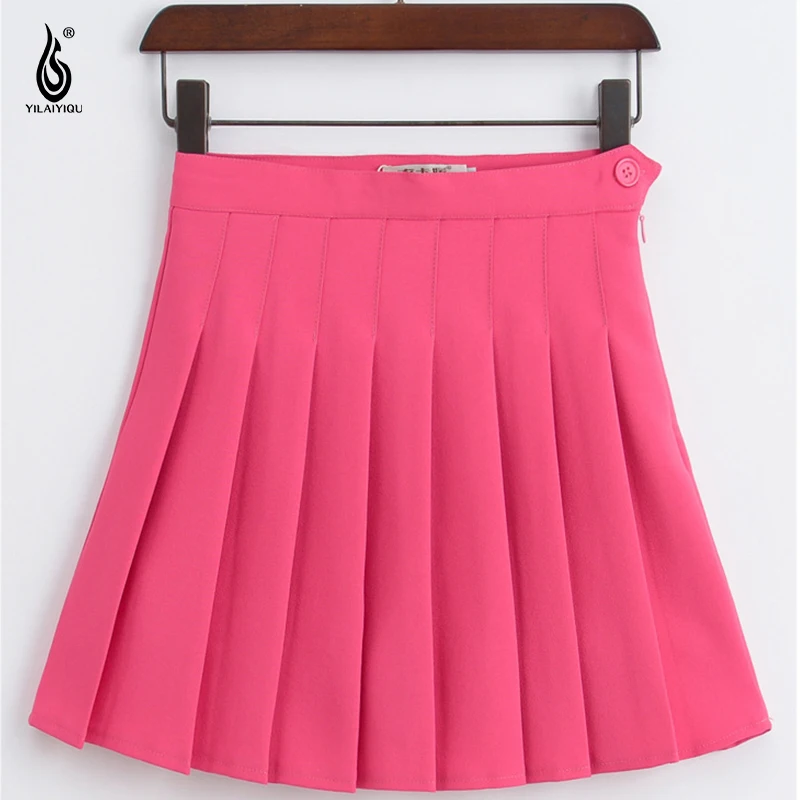 Image 2017 High Waist Lolita Pleated Skirts Harajuku girls A line Mini Tennis Skirt Large Size  School Uniform Skirts