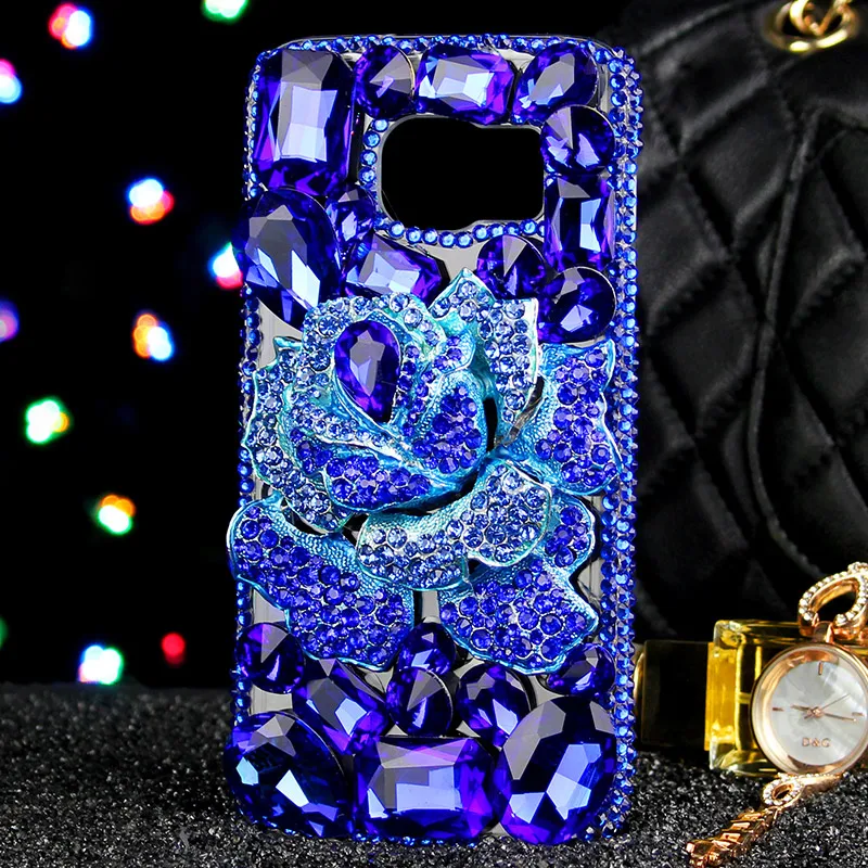 

Luxury Diamond Case For iPhone XS Max XR X 7 8 Plus BLUELOVER Flowers Case For Galaxy S10 S9 S8 A6 A7 A8 Plus 2018 Bling Cover