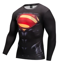 Компрессионная рубашка Бэтмен против Супермена с 3D принтом Футболки мужские реглан с длинным рукавом Косплей Костюм Одежда Мужской Топ для фитнеса