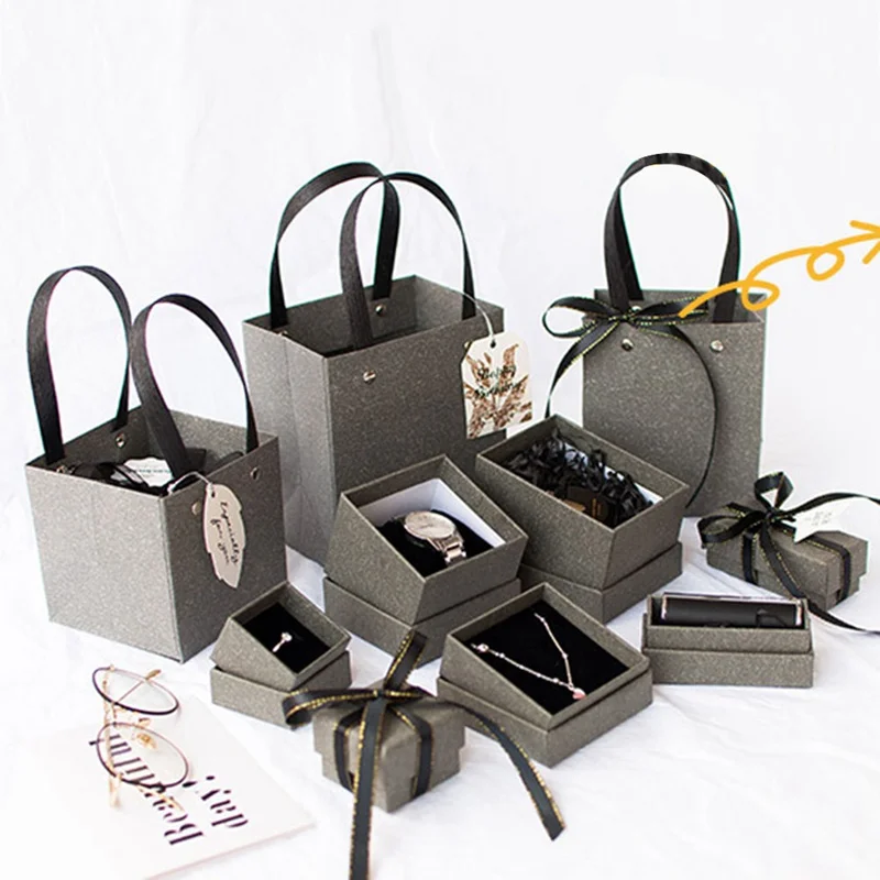 

1pc high quality Mysterious gray gift box beloved Valentine's Day paper gift bag Creative wedding jewelry box Packing