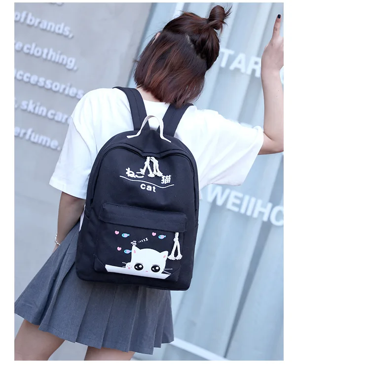 Для женщин холст школьный рюкзаки Колледж школьный мода Plecak для подростков мальчиков и девочек Moclila сумка 4 шт./компл