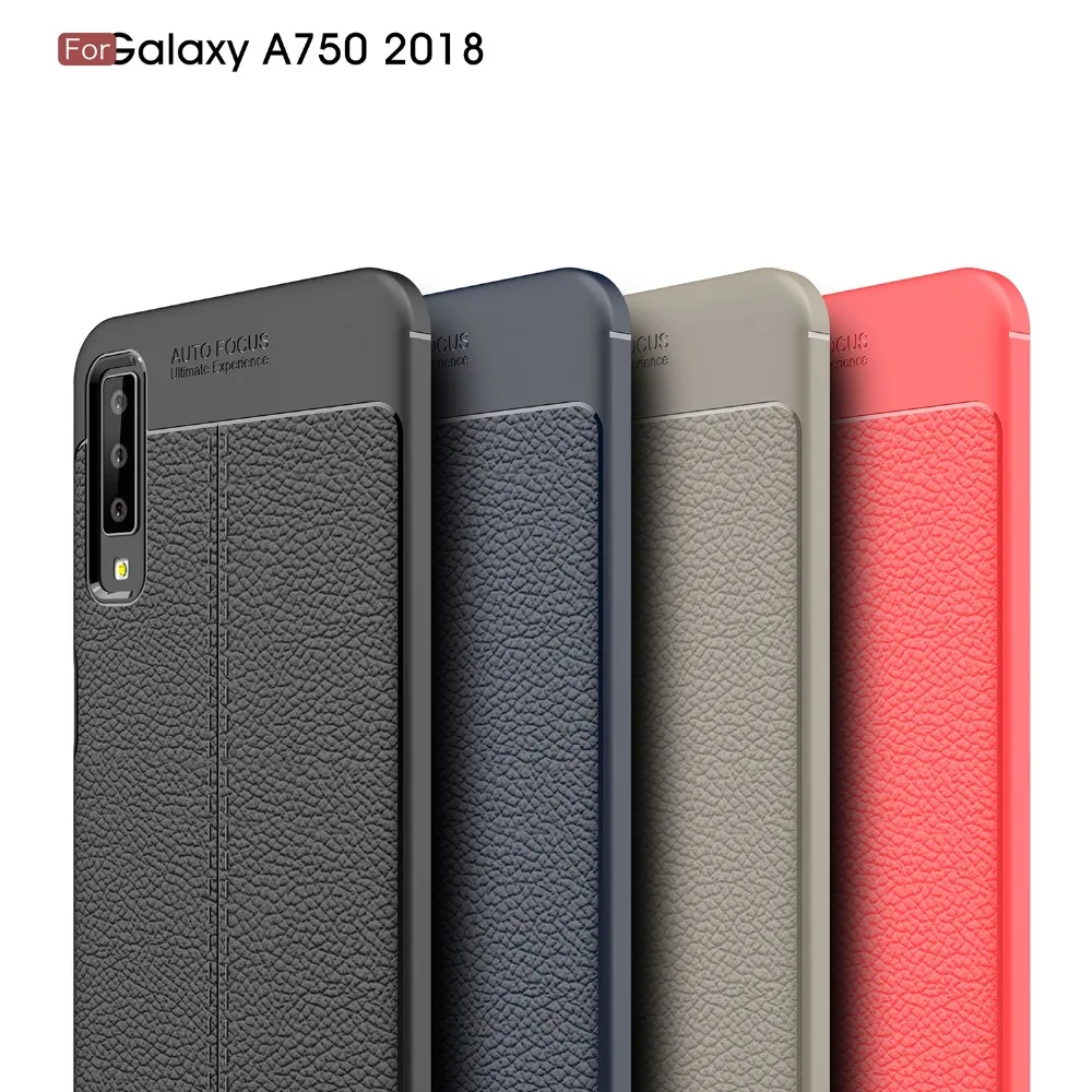 

For Samsung A7 2018 Cases Drop-Proof Hybrid Armor Leather Texture Soft TPU Case Samsung Galaxy A7 2018 GalaxyA7 A 7 2018 SM-A750