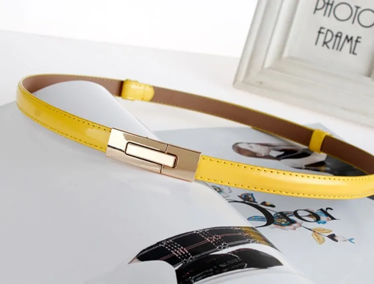 style 4 yellow Дизайн, тонкие ремни, регулируемый ремень, искусственная кожа, черное платье, широкие пояса, студенческие женские пояса, красный цветок, пряжка, квадратные подарки - Цвет: style 4 yellow