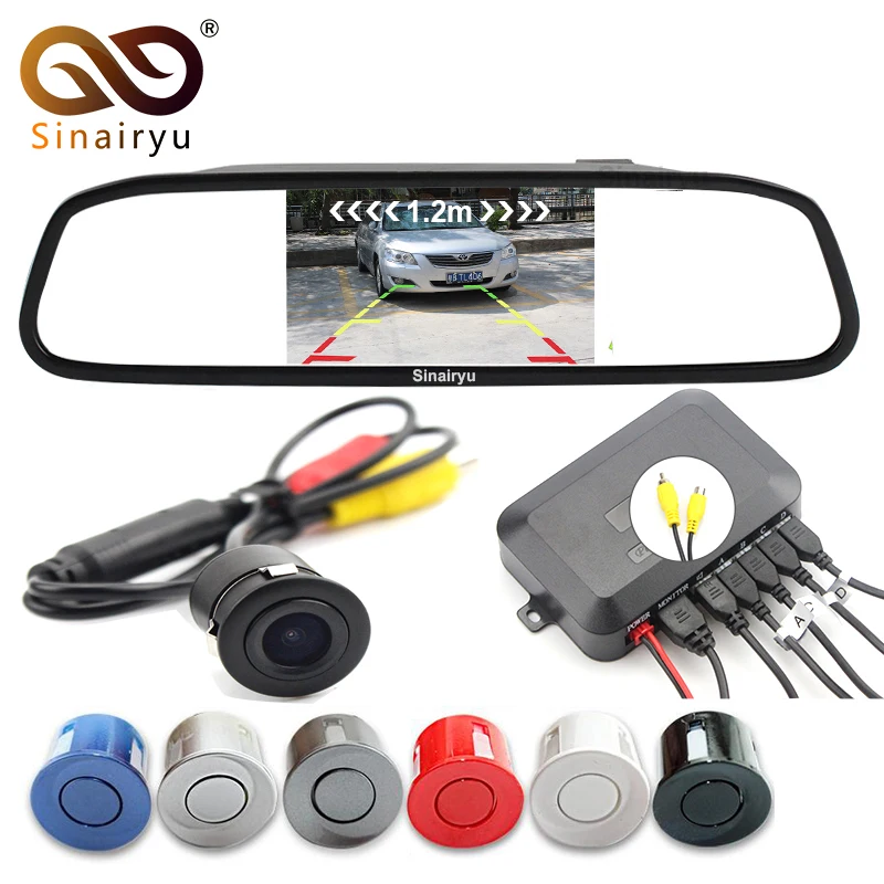 

Sinairyu 3IN1 5" HD Car TFT LCD Mirror Monitor + Rear Backup Camera + Video Parking Radar Sensor System