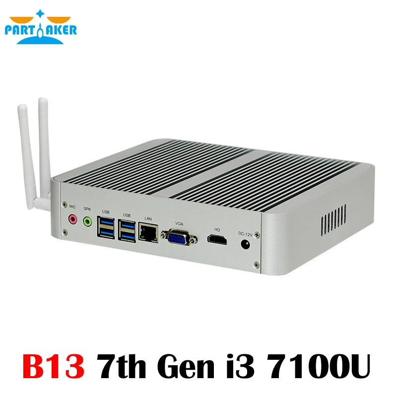 Kaby Lake Mini PC Windows 10 Fanless HTPC Computer Intel HD Graphics 620 2 4GHz 4K