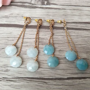 

4 Pairs Natural amazon Stone tassel Dangle Earrings, handmade Drop Earrings Charm Jewelry ER313