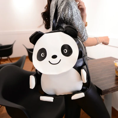 Fashion cute panda teenager girls backpack mochali preppy panda leather bag elephant backpack women new brand