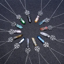 Ожерелье с пентаграммой из натурального кристалла/ожерелье с кулоном из кристаллов/ожерелье с кулоном/ожерелье с подвеской из кристаллов с цепочкой 70 см