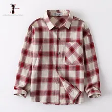 Г. дизайн, новые весенние хлопковые рубашки в клетку с длинными рукавами для мальчиков От 5 до 12 лет Детские рубашки с карманами для отдыха 3395