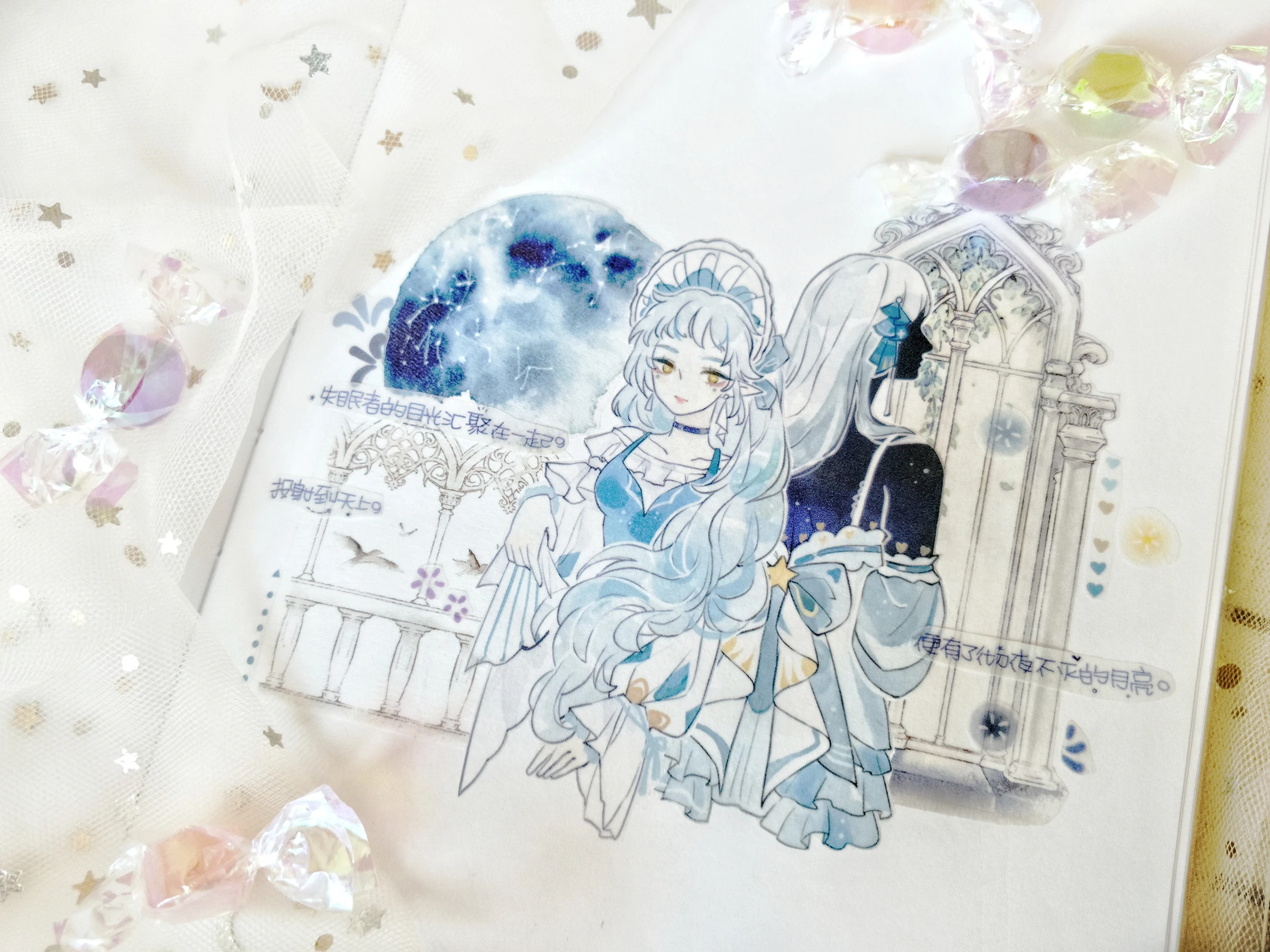 Специальные чернила 45 мм* 5 м синее платье Принцесса маскирующая лента аниме девушка васи лента DIY планировщик дневник в стиле Скрапбукинг с выпуском бумаги