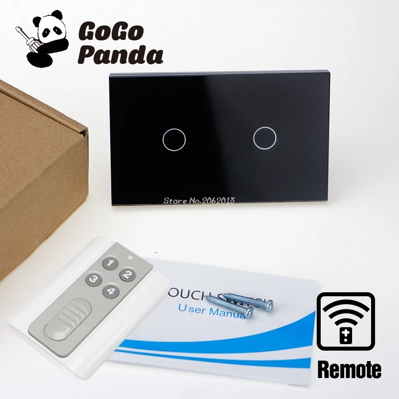 

US Standard 2 Gang 1 Way Remote Control Touch Switch Wall Light Controler Smart Home Automation Round Type