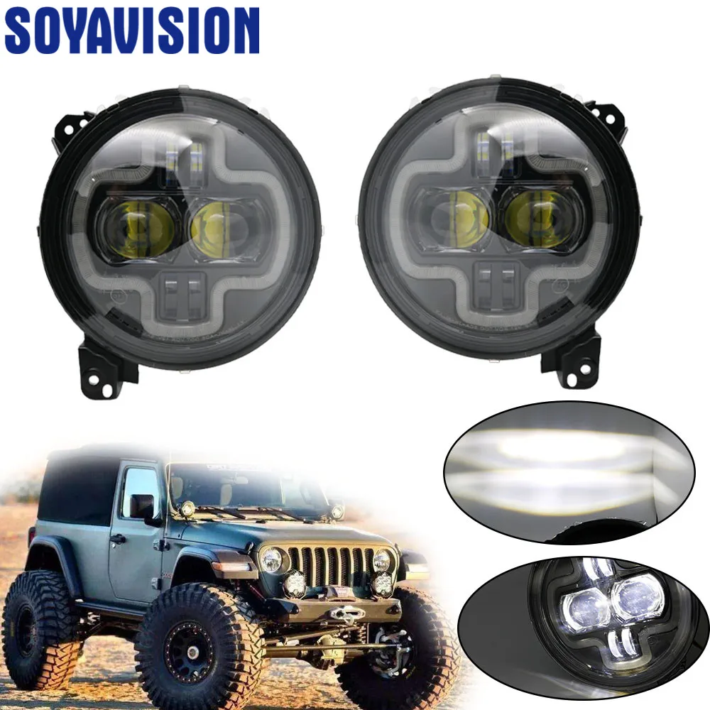 

Brand new 9inch Pair IP67 90W Wrangler JL Projector Led Headlight white halo hi-low beam for Jeep Wrangler JL 2018 2019