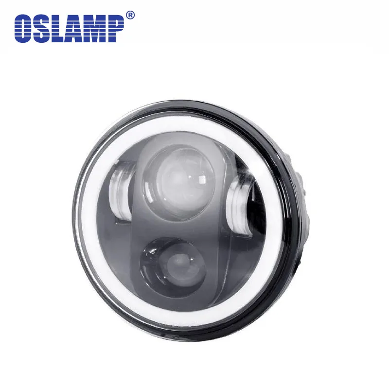 

Oslamp Motorcycle LED Headlight 5.75'' H4 Angel Eyes Spotlight with DRL 45W Daymaker Projector for Harley Davidson Motorcycle