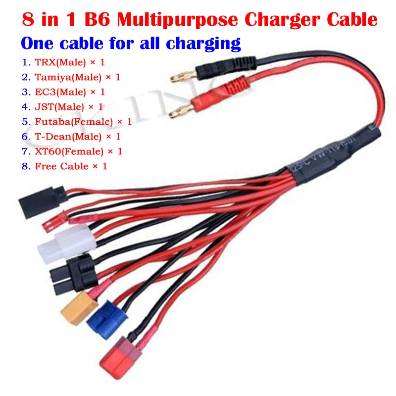 8 in 1 Lipo Battery Multi Charging Plug Convert Cable Line RC Quadcopter Car Drones Spare