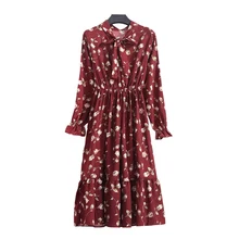 Women Maxi Long Dress 2018 Vintage Floral Print Dresses Long Sleeve FLORAL Casual Loose Vestidos Plus Size
