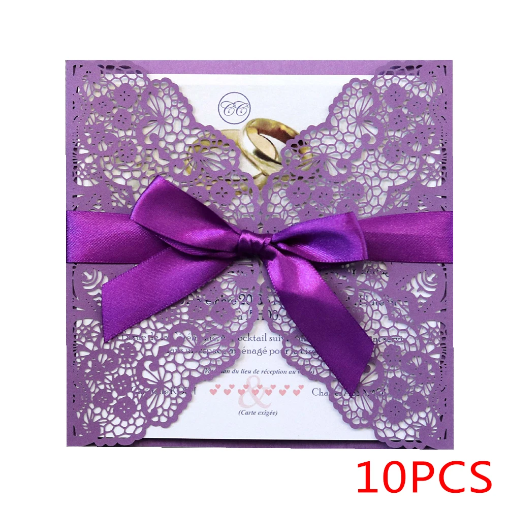  10pc/lot Hollow Laser Cut Wedding Invitations Elegant Lace Design Engagement Wedding Invitation Car - 33022680466