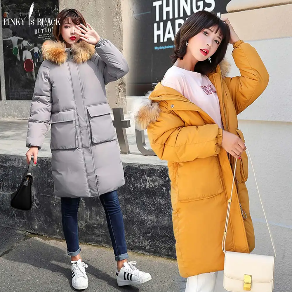 PinkyIsblack Winter Female Long Jacket 2018 New Winter Coat Women Fake Fur Collar Warm Woman Parka Outerwear Winter Jacket Women PinkyIsblack Winter Female Long Jacket 2018 New Winter Coat Women Fake Fur Collar Warm Woman Parka Outerwear Winter Jacket Women