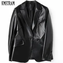 KMETRAM овчина Женская куртка из натуральной кожи свободный элегантный костюм куртки для женщин верхняя одежда Jaqueta Feminina HH915
