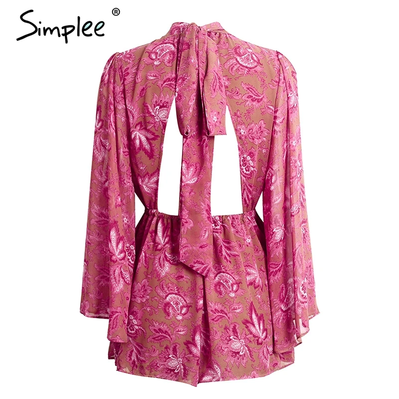 Simplee Backless lace up floral women jumpsuit romper 2018 female Print bodysuit sexy summer overalls playsuit catsuit leotard Simplee Backless lace up floral women jumpsuit romper 2018 female Print bodysuit sexy summer overalls playsuit catsuit leotard
