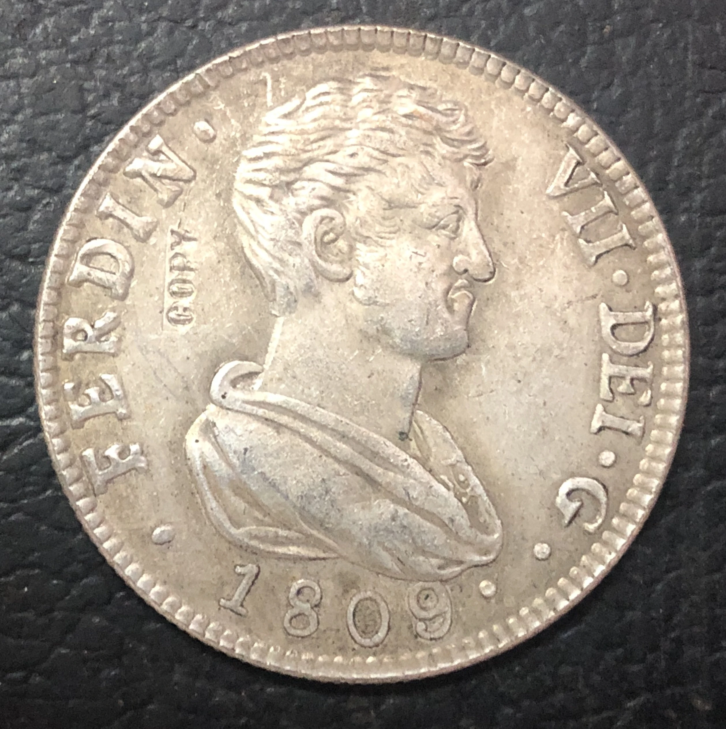 1809 (SF) Испания 4 Реалес-1-я портретная копия Фернандо VII Посеребренная монета | Дом и