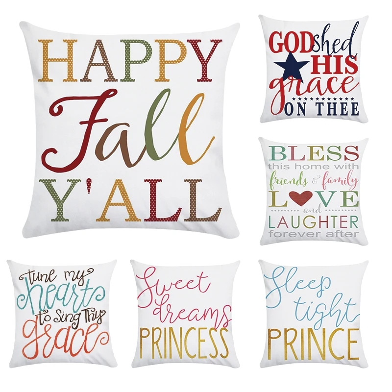 Letter Sweet Dreams Princess Pattern Pillow Cases Colorful Words Home